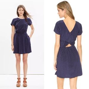 Madewell Silk Cross Back dress in stars and dots